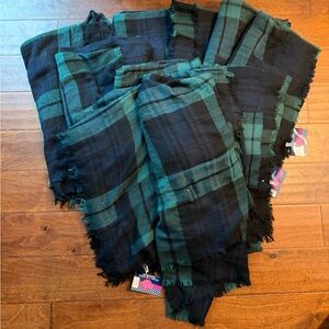 Plaid Green,Navy and Black Ruanu Scarves lot of 10